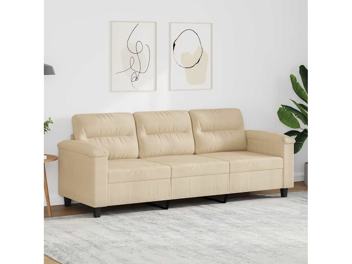 Sofá de 3 Lugares HARLANV1 com microfibra creme 180 cm