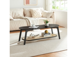 Mesa de Centro Taivalkoski 120X43X40Cm Preto/Rattan [EN.CASA]