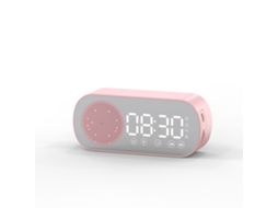 Despertador Bluetooth Com Coluna - Relógio Digital - Rádio Despertador - Espelho Led - Plástico - Rosa