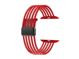 Pulseira Elástica Entrançada Para Apple Watch Séries 11/ 10/9/8/ 7/ 6/ 5/4 / Se (38 Mm, 40 Mm E 41 Mm), Com Fecho Magnético Vermelho Panoona