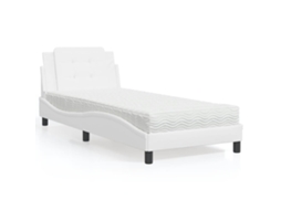 Vidaxl Estrutura De Cama Sem Colchão Zadar 90x190 Cm Couro Artificial Branco