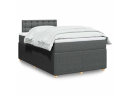 Vidaxl Cama Boxspring Com Colchão 120x190 Cm Tecido Cinzento-escuro