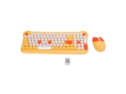 Combo Teclado E Mouse Sem Fio 2.4g 98 Teclas Com Capsulas Redondas Coloridas Amarelo Para Laptop Pc Desktop Win