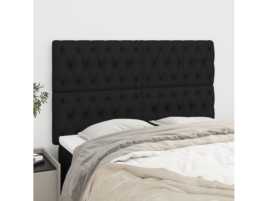 Vidaxl Cabeceira Preta 160x7x118/128 Cm Tecido