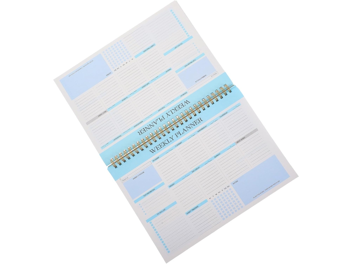Agenda Semanal B5 Com, Capa Azul, Encadernação Espiral Resistente, Papel e Ferro, Caderno/Diário