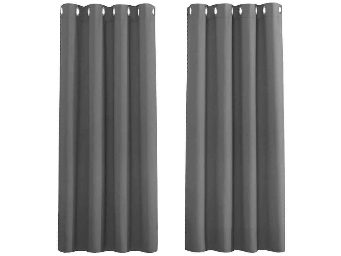 Cortinas Térmicas - Cortinas Blackout Anti-frio/calor Com Ilhós, Decoração De Janela, 132 X 158 Cm, Cinza, 2 Painéis