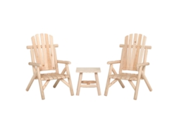 Vidaxl 3 Pcs Conjunto Lounge De Jardim Madeira De Abeto Maciça