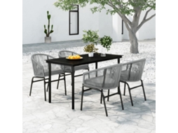 Conjunto De 5 Peças De Jantar Para Jardim Cinza Dkd Home Decor
