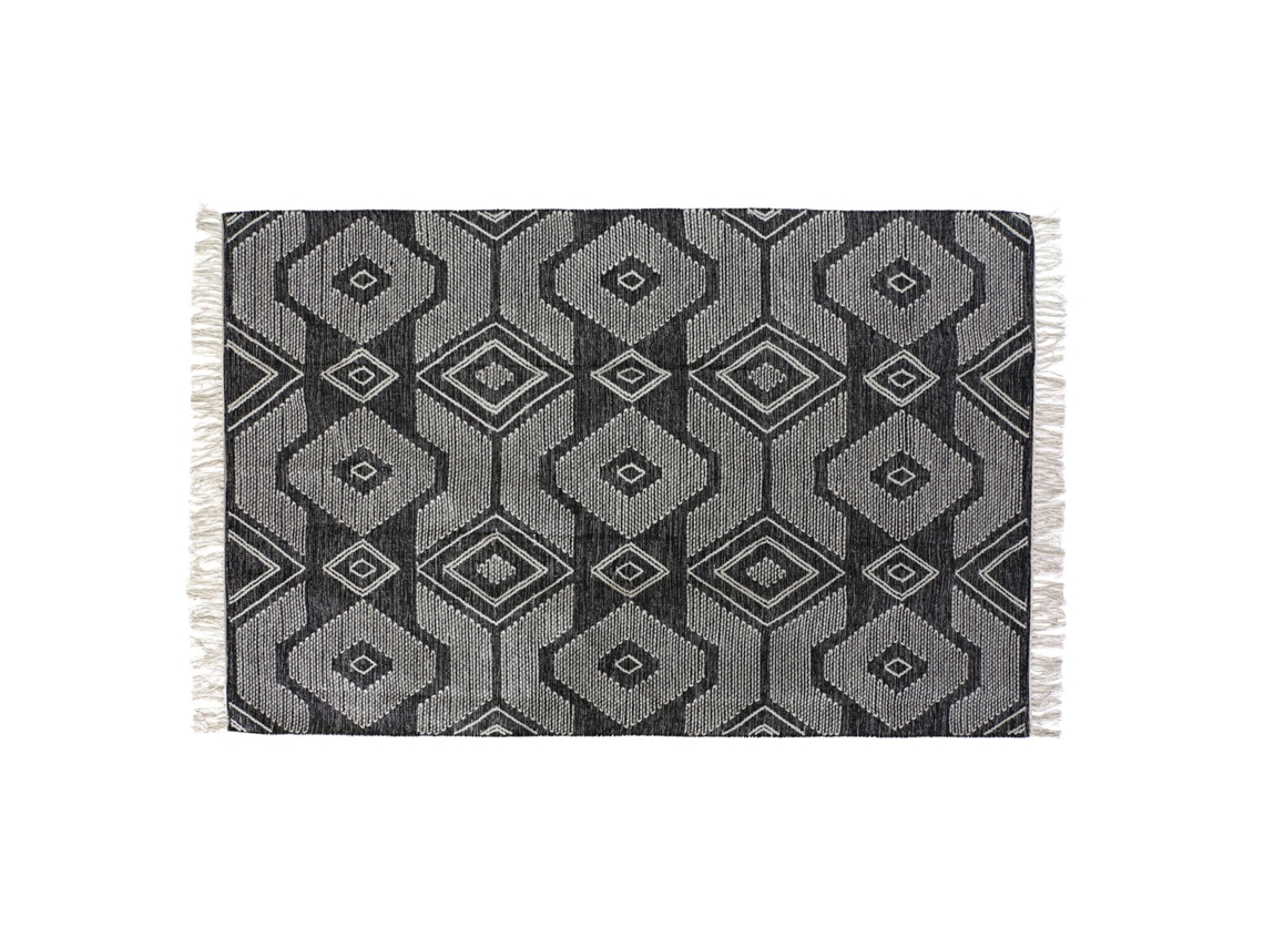 Tapete de Algodão 1400 G/m² com Franja Preta, 160 X 230 X 1 Cm ALEXANDRA HOUSE LIVING