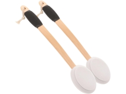 Escova Esfoliante Corporal Com Cabo Longo E Curvo, 2 Peças, Cabeça De Esponja Preta Macia, Antiderrapante, Para Banho E