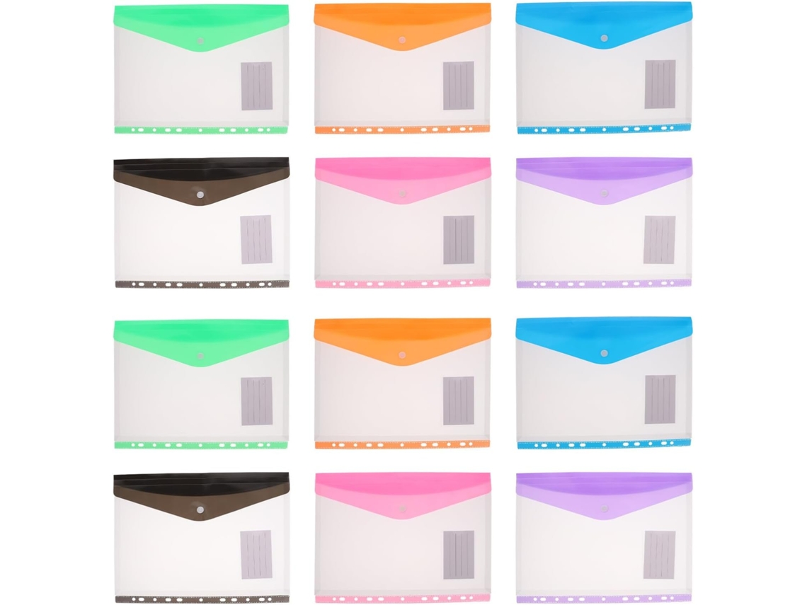 Organizador De Pastas Coloridas A4 Com 12-bolsos E 11-furos, Em Pp Resistente, Ideal Escritório E Escola