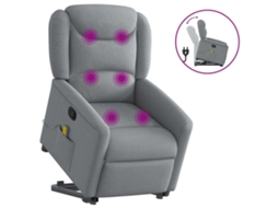 Vidaxl Poltrona Reclinável Massagens Tecido Cinzento-claro