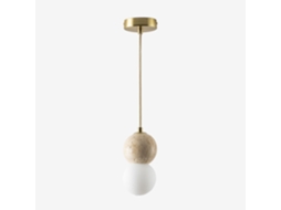 SKLUM Lâmpada de Teto Bola de Cristal de Travertino Davise Vidro Dourado