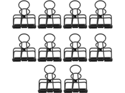 Organizadores de Clips de Papel Longos em Metal Marrom, 10 unidades, Construção Galvanizada e Design Vazado, Perfeitos para