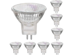 Rebe 8 Lâmpadas Halógenas 12v 35w Base Gu5.3 Branco Quente Regulável 2000h 380lúmens 35w