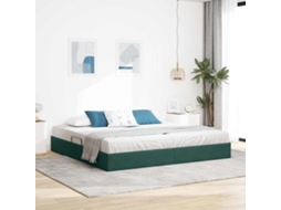 Vidaxl Estrutura De Cama Ottoman Verde-escuro 200 X 200 Cm Veludo
