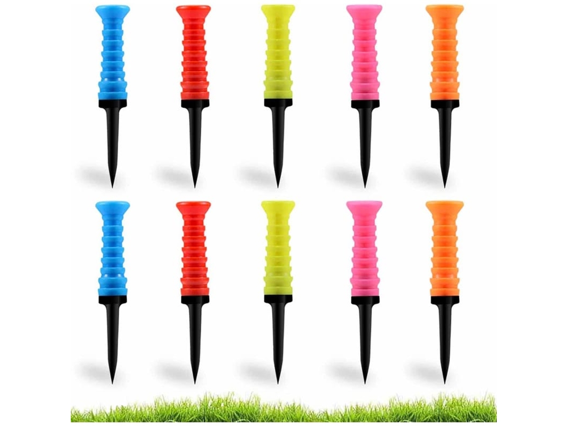 Tee De Golfe De Plástico Com Topo De Borracha Macia, Cores Mistas, Pacote De 10