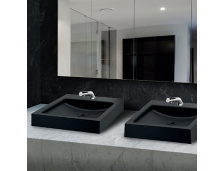 Lavatório De Bancada Retangular Com Furo Para Torneira 39,5 Cm Inox Preto Unito Delabie