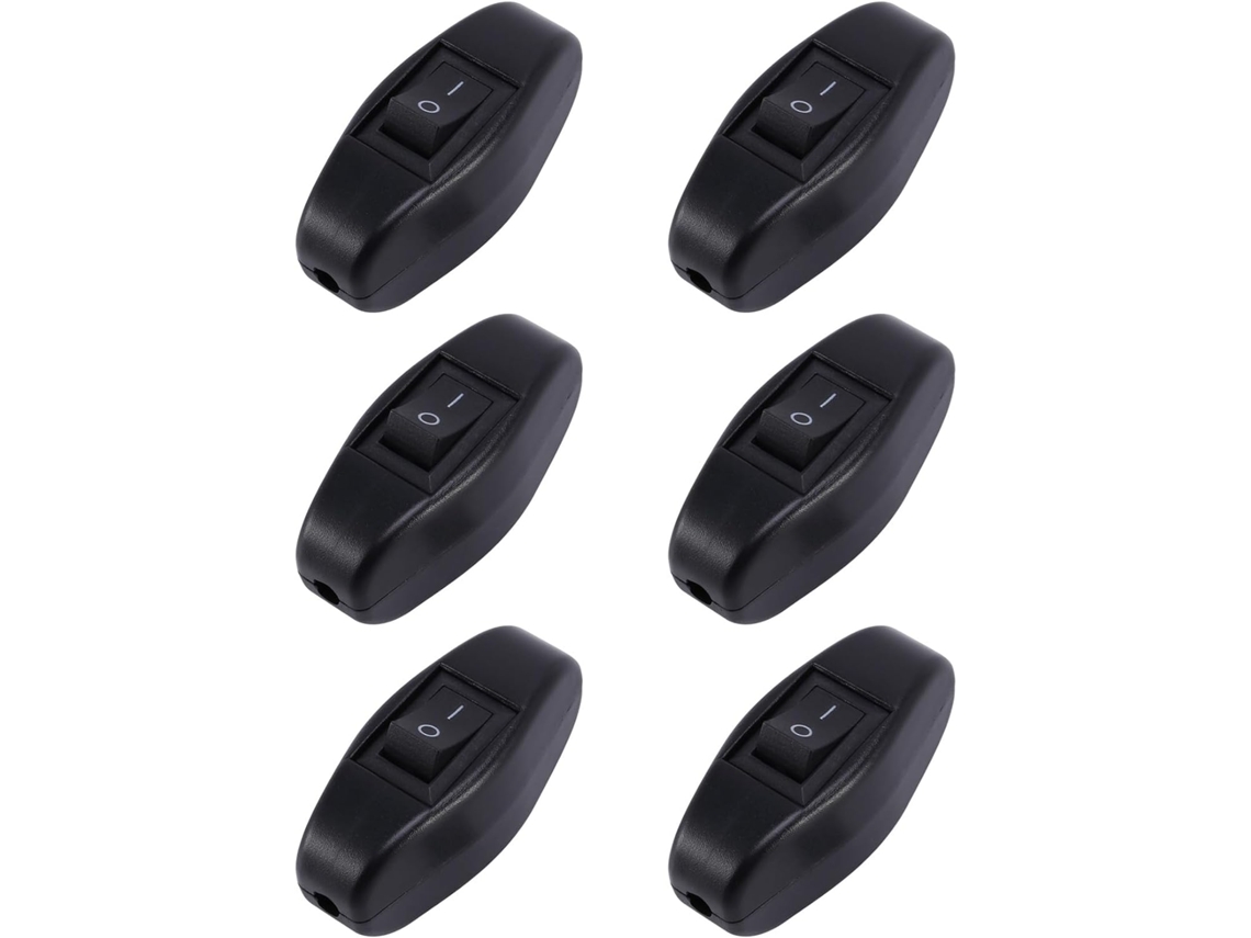 Interruptores De Linha Com Botão Liga Desliga Pretos, 6a 250vac 10a 125vac