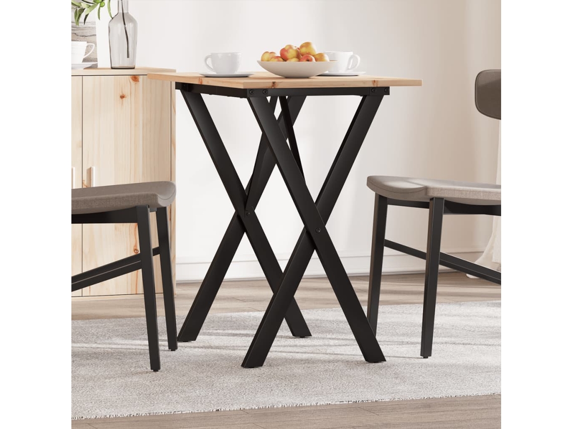 Vidaxl Mesa De Jantar Estrutura Em X 80x50x75 Cm Pinho E Aço