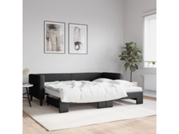 Vidaxl Sofá-cama Com Gavetão E Colchões 80x200 Cm Tecido Preto