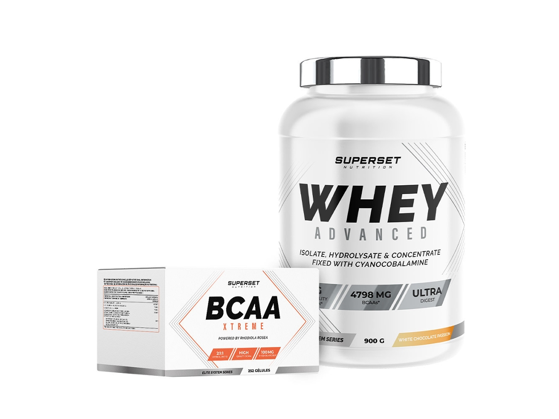 Programa De Recuperação Muscular 100 Whey Proteine Advanced 900g Chocolate Bcaa Xtreme Superset Nutrition