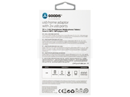 Adaptador Viagem GOODIS 2 USB 5V-3.4A Branco