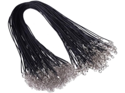 Colar De Algodão Encerado Preto De 2,0 Mm, 100 Peças Com Fecho.