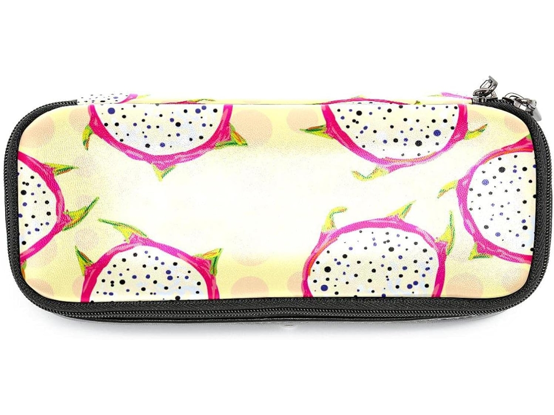 Organizador amplo e vibrante em formato Pitaya para lápis, marcadores e maquiagem, ideal para a escola.