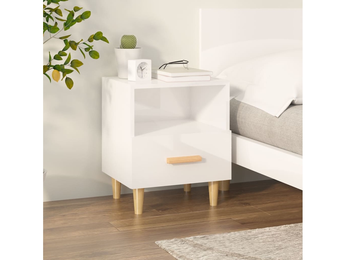 Vidaxl Mesa De Cabeceira 40x35x47 Cm Branco Brilhante