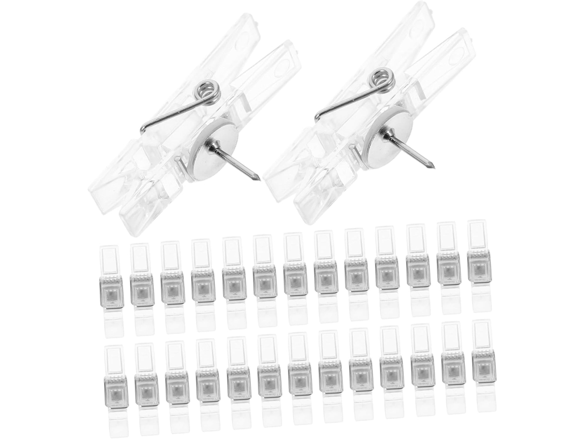 Conjunto de 50 clipes metálicos Villcase com mecanismo Mola reforçado para anotações e avisos, design plano e prático.