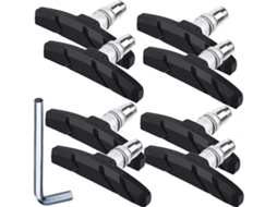 Rebe-4 pares de pastilhas de freio V-Brake para bicicleta de 70 mm com porcas sextavadas e espaçadores de borracha e metal, pretas.