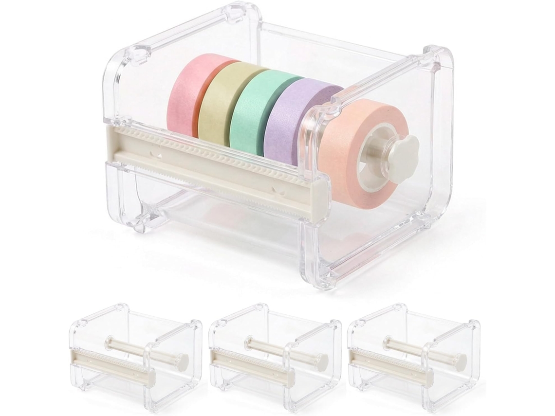 Conjunto De 4 Cortadores Fita Washi Transparentes E Visíveis, Organizador De Mesa Para Fita Adesiva, Ideal Para