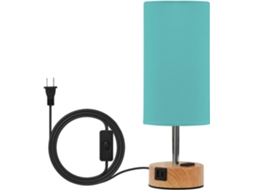 Luminária de mesa Yuiboo na cor turquesa sólida com controle por toque, portas USB com certificação CEA, lâmpada LED ideal até para cozinha.