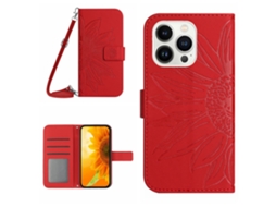 Capa Em Couro Pu, Com Pega, Para Apple Iphone 16 Pro Max - Vermelho