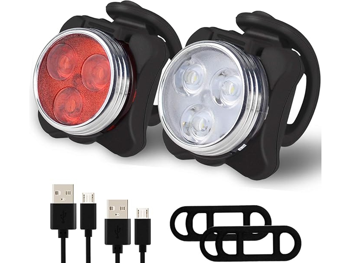 Conjunto De Luzes De Bicicleta , Luz De Bicicleta Recarregável Usb Ultra Brilhante (vermelho Branco)