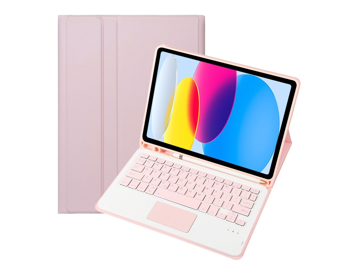 Lurelia Capa Com Teclado Bluetooth Para Ipad 7 10.2 Teclado Mágico, Layout Pt, Rosa