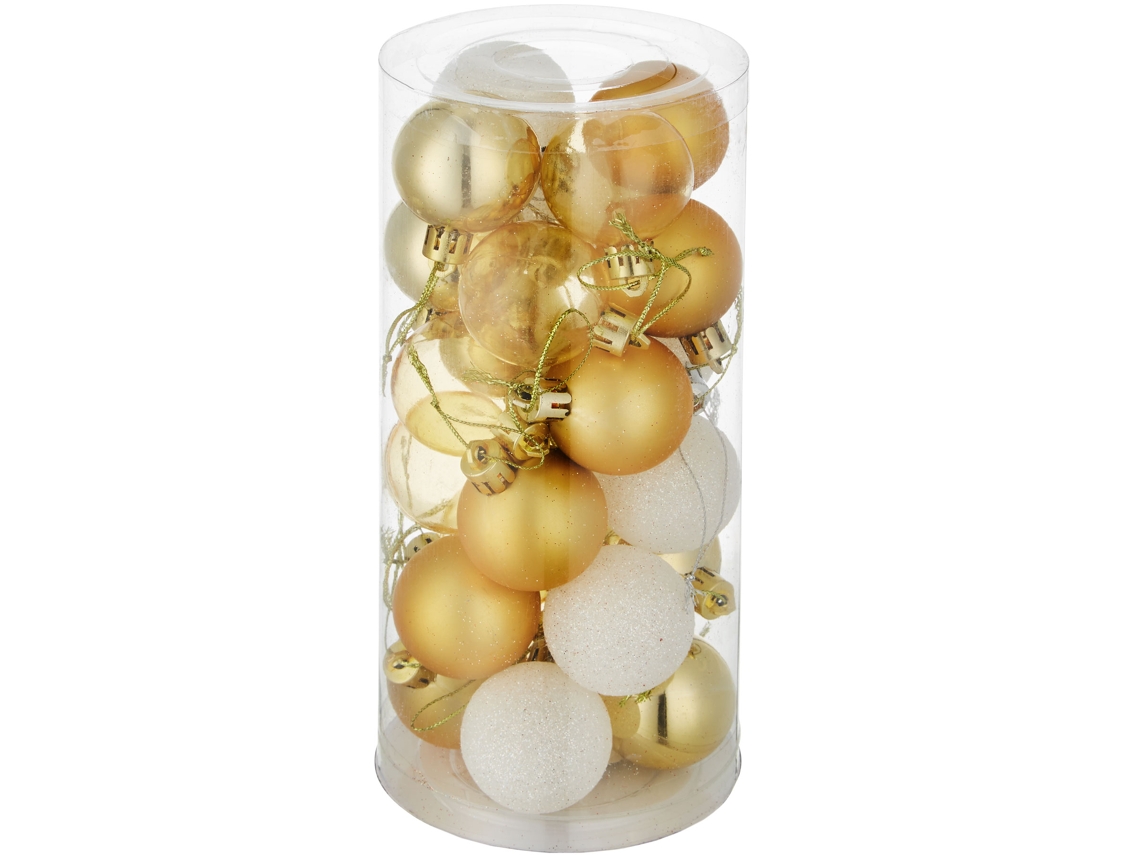 Tectake Conjunto De 24 Bolas De Natal Douradas/brancas, Douradas/brancas