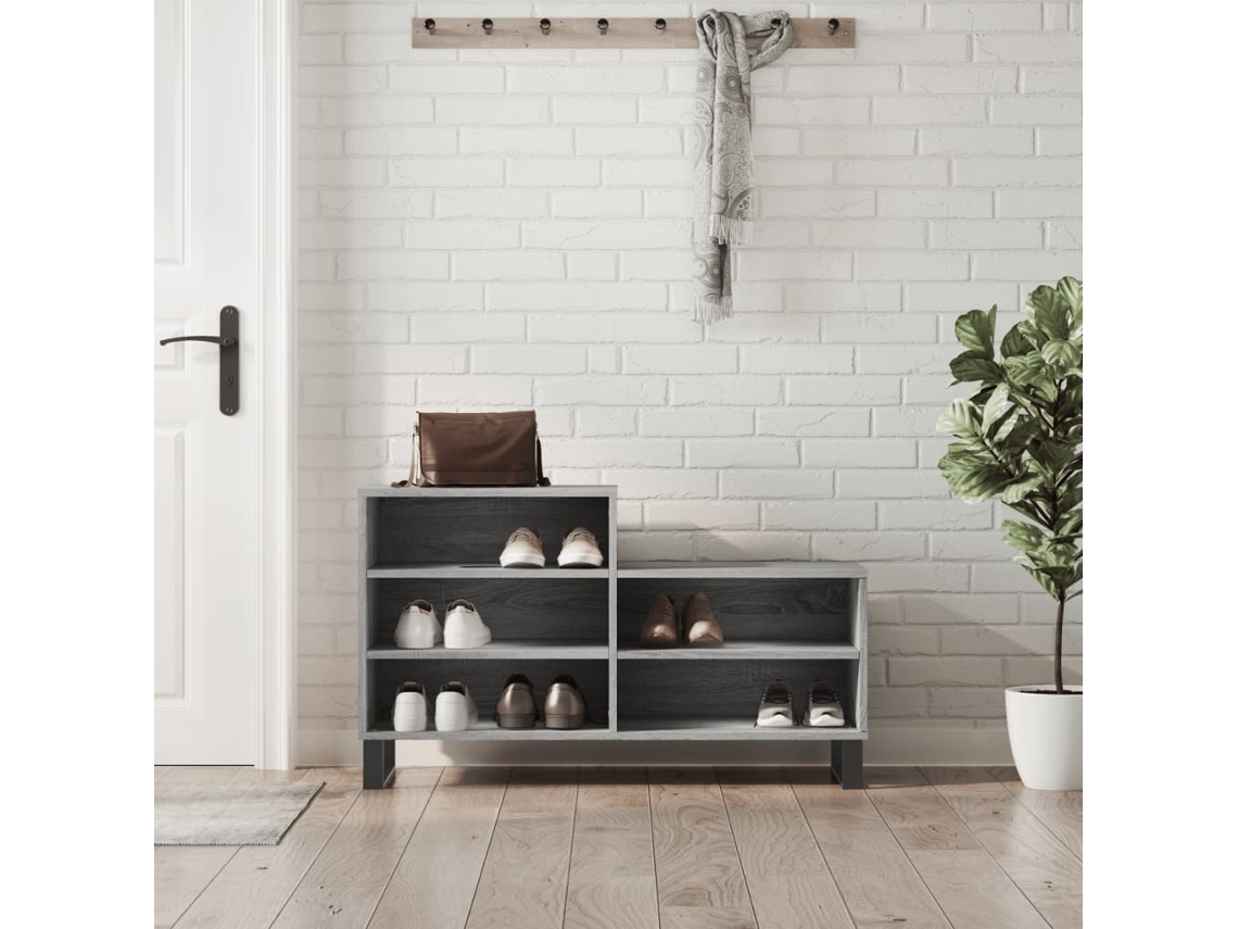 Vidaxl Sapateira 102x36x60 Cm Derivados De Madeira Cinzento Sonoma