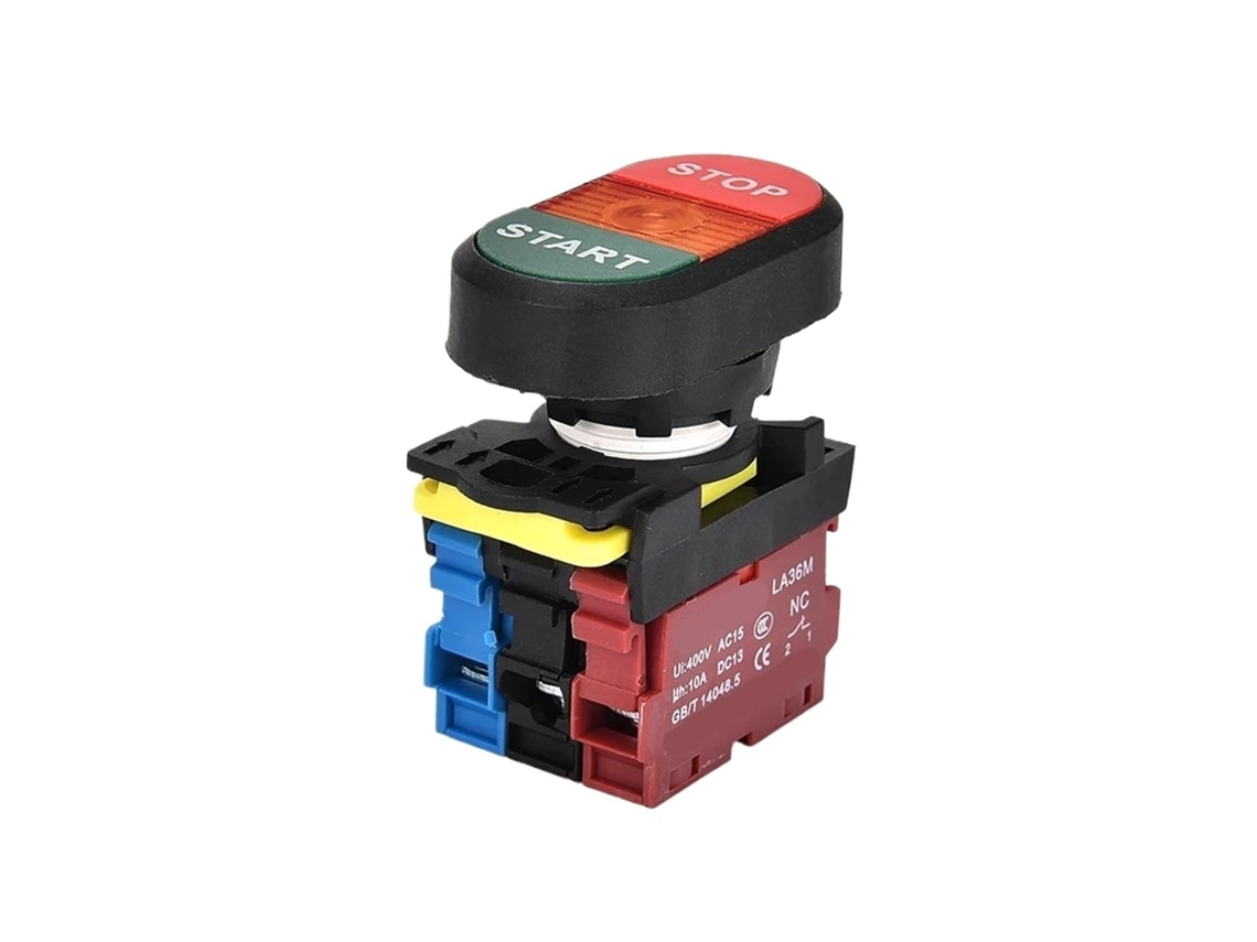 Interruptor Momentâneo De Dupla Reinicialização La36m 22mm Com Led, 12v, 24v, 220v, 10a, Na Nf, Liga Desliga Iniciar