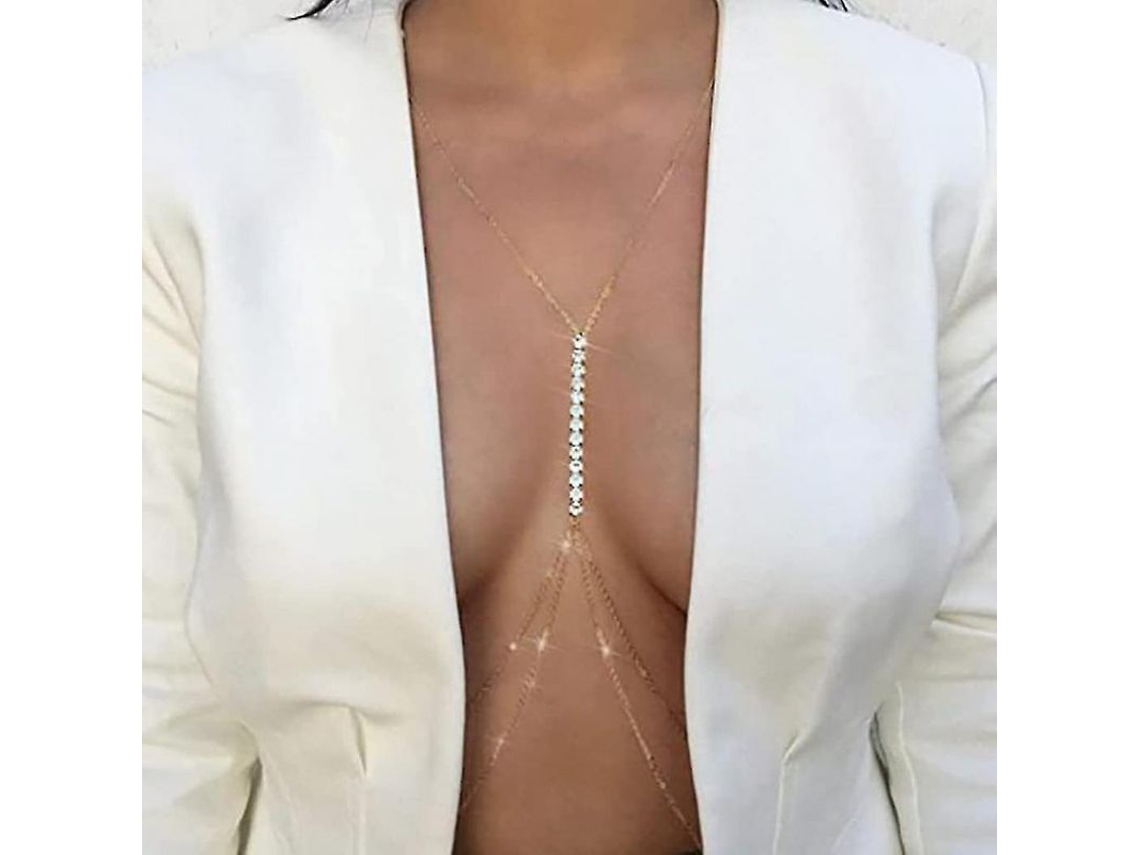 2026-cadena De Bikini De Plata Con Piedras Strass Para Mujer Cadena Corporal Playa Verano Nocheclub Joyería