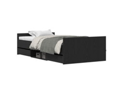 Estrutura da Cama com Gaveta em Carvalho Preto 203x103x50 cm MAISON EXCLUSIVE