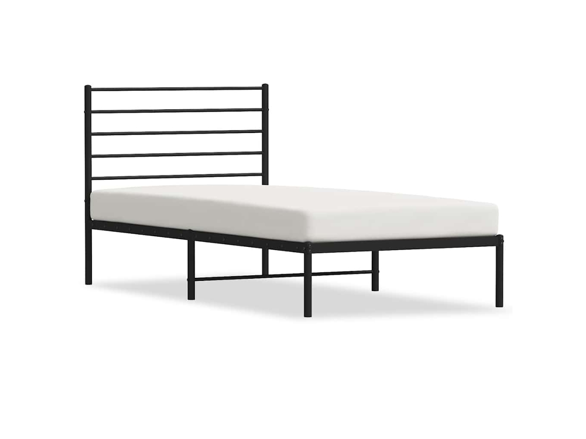 Estrutura de Cama Metal Sem Colchão com Cabeceira Preto MAISON EXCLUSIVE 75x190 cm