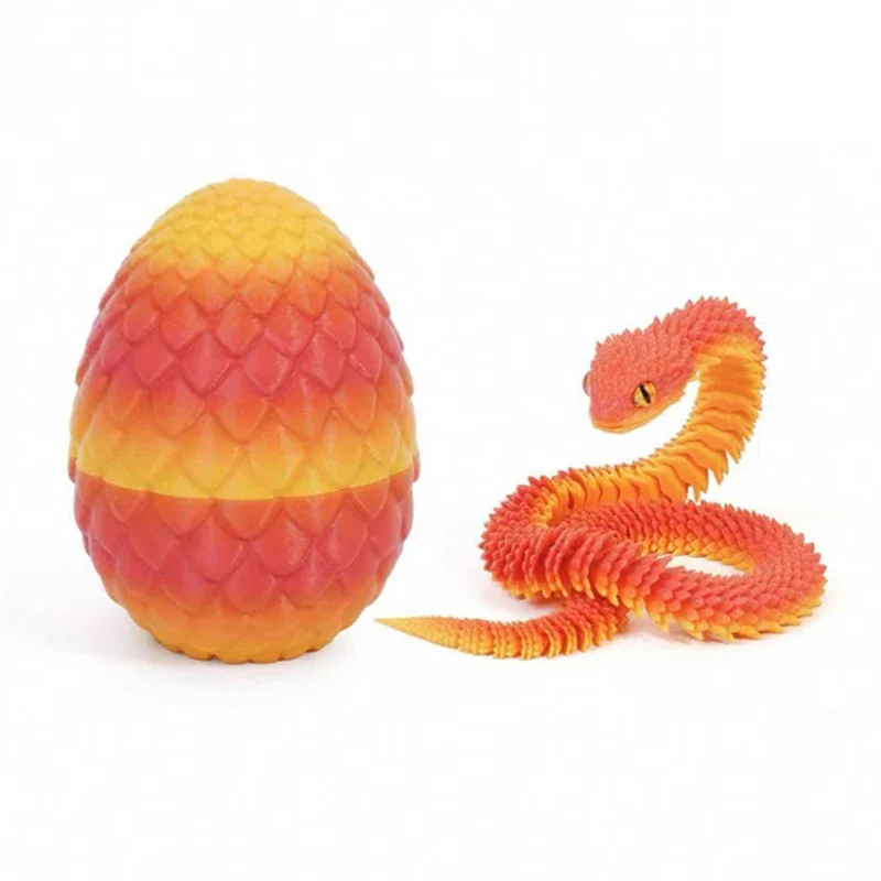 Modelo de cobra impresso em 3D, artesanato decorativo.