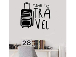 Adesivos de parede removíveis com tema de viagem no tempo, decoração para quarto de férias e aventura em formato de mala (42x47cm).