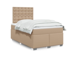 Vidaxl Cama Boxspring C/ Colchão 120x190cm Couro Artificial Cappuccino