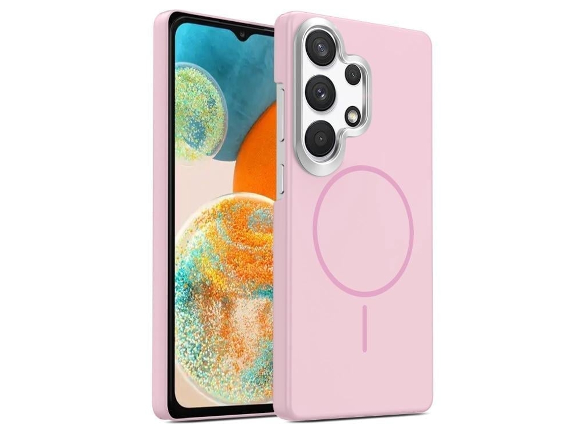 Capa Para Samsung Galaxy A23 4g Fina Circular Magsafe À Prova De Choque Dourada Em Policarbonato Rosa