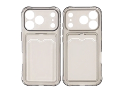 Capa Para Celular À Prova De Choque Compatível Com Iphone 17 Pro, Com Compartimento Para Cartão Sim - Preta