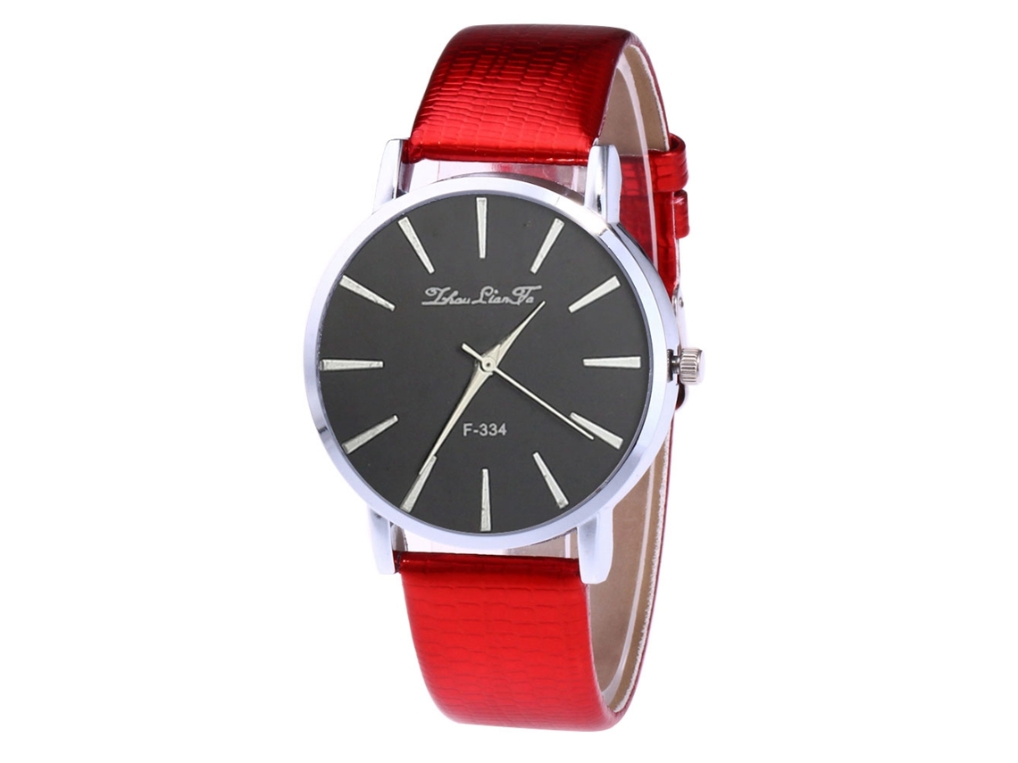 Reloj De Negocio Simple Zhoulianfa Unisex Pareja Correa Pu Acero Cuarzo Rojo