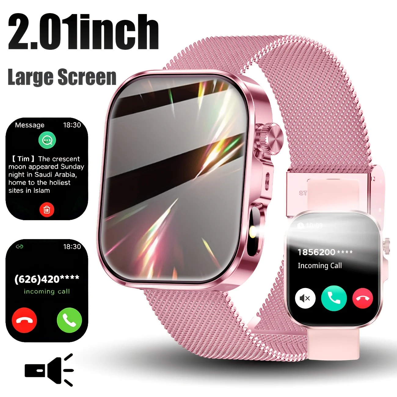(rosa Metálico) Smartwatch Multifuncional Com Chamadas Sem Fio